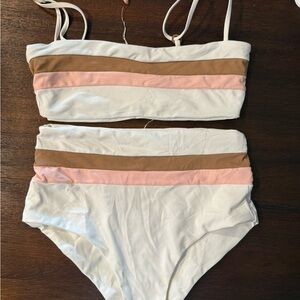 L*Space White, Pink, and Brown Bikini Set